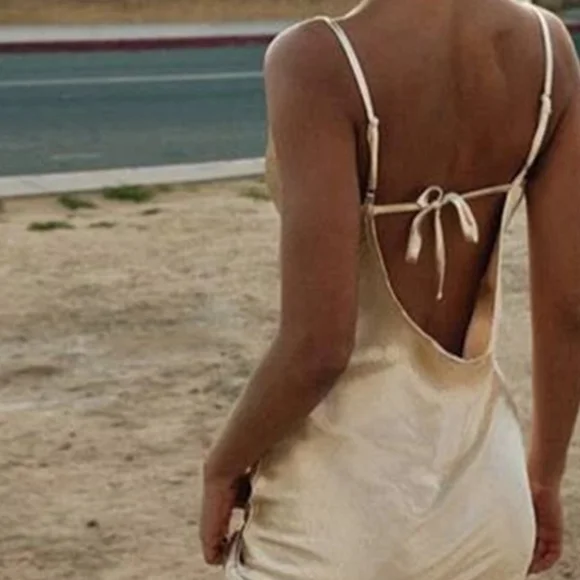 Gold backless Slip Dress - Picture 13 of 15